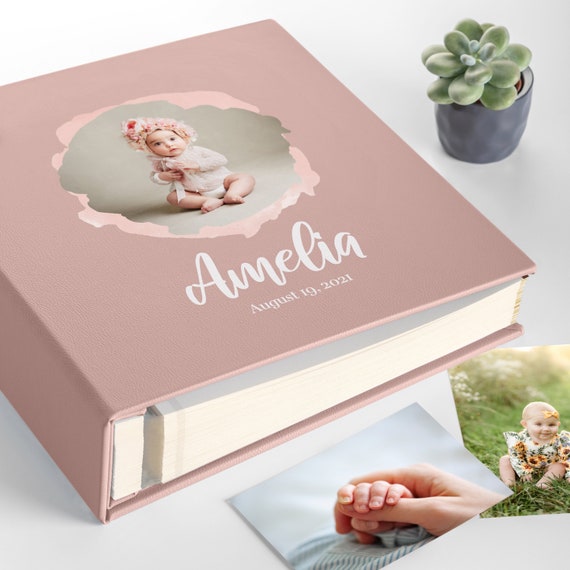 Self-adhesive Baby Girl Photo Album With Photo, Printed Baby Scrapbook Album,  Baby Boy Memory Book, Large Custom Personalised Baby Book 