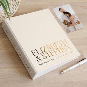 Personalized Wedding Photo Album With Sleeves for 40-400 4x6 Photos | Slip In Photo Book for 10x15cm Photos | Linen Memory Keepsake Book