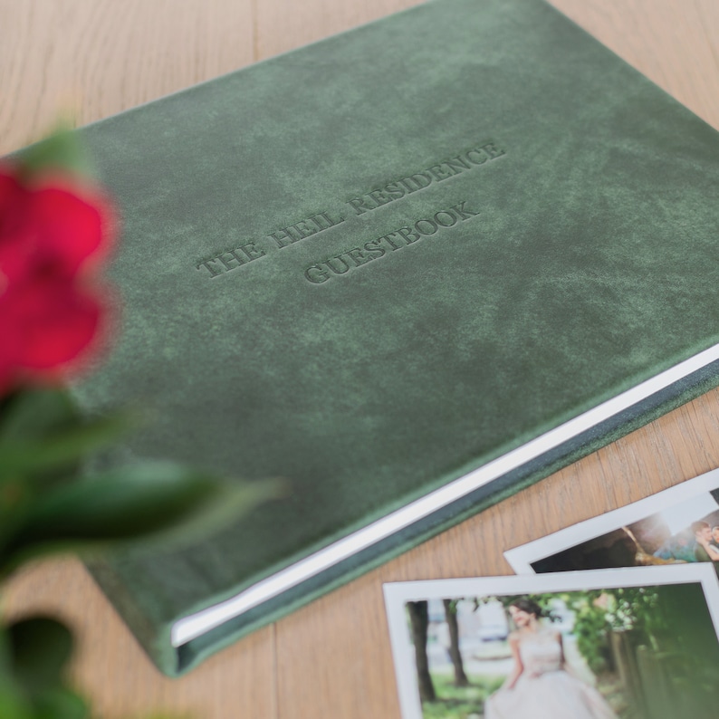 Leather Guest Book with Lined Pages | Personalized Sign In Wedding Guest Book | Custom Embossed Guestbook | 100/200 pages image 3