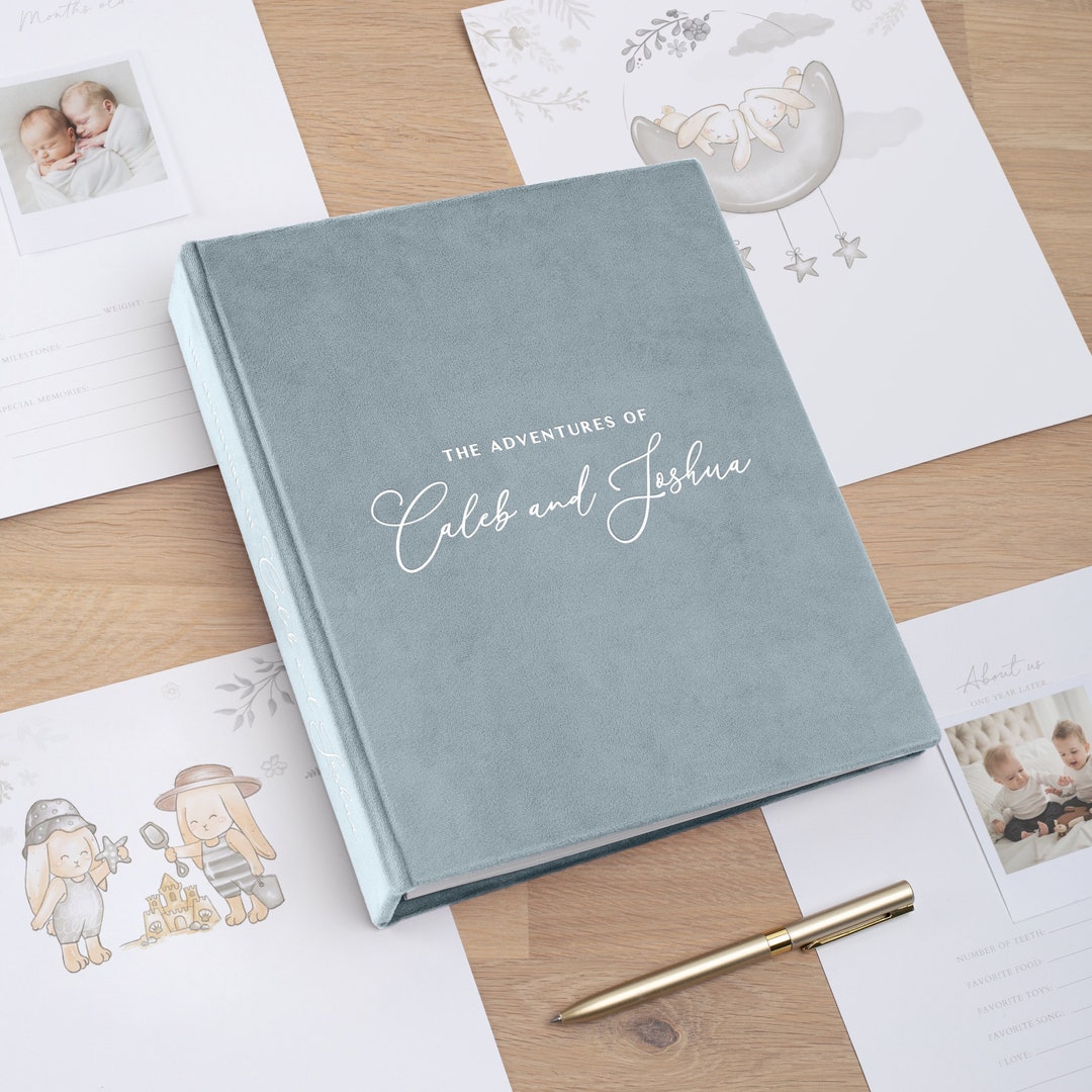 First 5 Years Baby Memory Book for Twins, Personalized Photo Album for