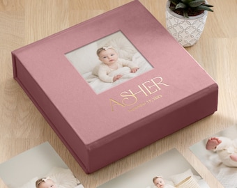 Personalized Baby Keepsake Box | Large Memory Box with Photo Window and Magnet Closure | Baby Time Capsule Box | Christening Memory Box