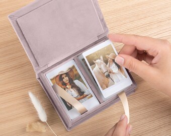 Personalized Box for Instax Mini Photos | Keepsake Case for all Instant Photo Sizes | Velvet Picture Storage Box | Hand Made in Europe