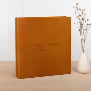 Luxury Italian Leather Wedding Photo Album | Custom Photo Book with 4x6 Sleeves | Holds Up to 1000 Photos | Unique Vegetable-Tanned Leather
