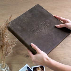 12x12 Leather Scrapbook Album, Rustic Personalized Family Photo