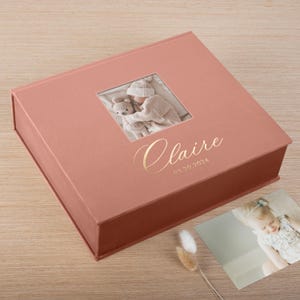 Personalisierte Baby Erinnerungsbox | Große Erinnerungsbox mit Fensterfoto | Baby Zeitkapsel | Taufgeschenk | Neugeborenen Andenken Lagerung