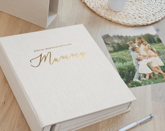 Personalisiertes Fotoalbum für Mama | Großes Familienerinnerungen Sammelalbum | Leinen selbstklebendes Buch | Bestseller Muttertagsgeschenk