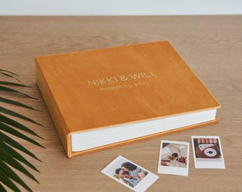 Libro de firmas de boda alternativo, álbum de fotos de boda de terciopelo personalizado para todas las películas instantáneas / Instax Mini Wide Square, fotomatón 4x6 2x6