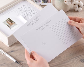 Trouwadvieskaartjes met doosje, alternatief voor een gastenboek, trouw-Mad Lib-kaartjes in een gepersonaliseerd fluwelen doosje, advieskaartjes voor een vrijgezellenfeest