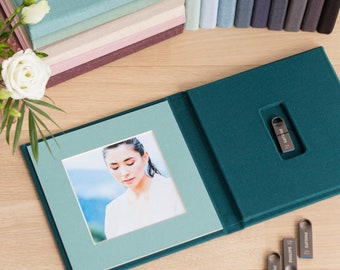 Wedding USB drive and box, USB Packaging for Photographers Random Colors, Personalized Linen Wedding usb Case, Custom USB Box