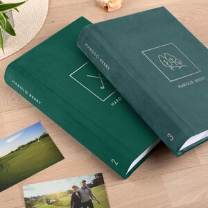 Álbum de fotos para amantes do golfe com capacidade para 300 fotos 4x6, álbum de fotos de veludo para jogadores de golfe com capas, presente personalizado feito à mão para amantes do golfe