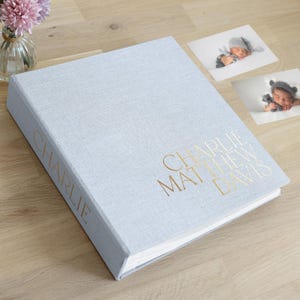 Album fotografico per neonati in lino con tasche per 100-1000 foto 4x6", album dei ricordi per neonati con inserto, album di ritagli personalizzato per neonati, regalo per baby shower