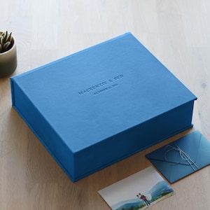 Gepersonaliseerde bruiloftsherinneringsdoos van ecoleer | Aangepaste geheugendoos voor fotoalbum, gastenboek of plakboek