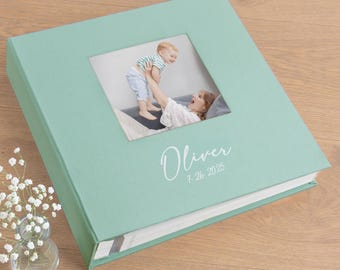 Self-adhesive Baby Photo Album, Baby Memory Book, Baby Scrapbook Album with Photo Window, Baby Shower Gift | Hand Made in Europe