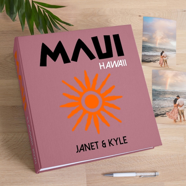 Vakantiefotoalbum Hawaï met mouwen | Geschikt voor 100-1000 foto's van 4 x 6 inch | Gepersonaliseerd insteekfotoboek voor reizen | Handgemaakt in Europa