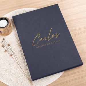 Protège-livres avec menu personnalisé | Dossiers de menu de restaurant personnalisés | Porte-menus rigide en lin et velours | Couvertures de menu de mariage