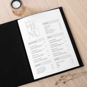 Juego de 5 fundas de menú personalizadas / Libros de menú de restaurante personalizados / Carpetas de menú de lino de tapa dura / Portamenús de terciopelo / Fundas de menú para bodas
