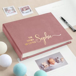 First Year Baby Memory Book, Personalized Blush Pink Baby Album, Modern Baby Shower Gift, Story Of You, 5 Years Baby Book
