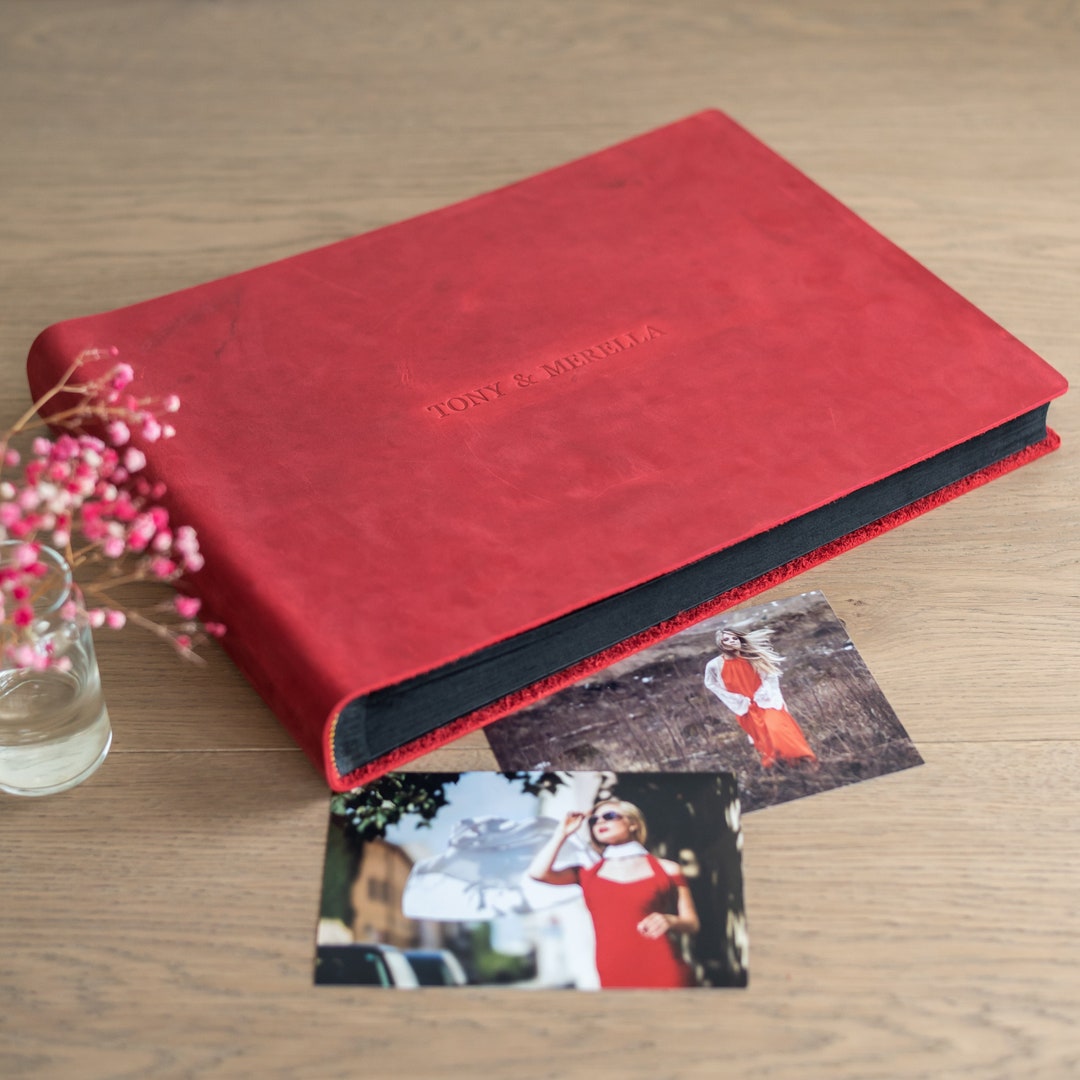 Rustic Leather Album, Leather Scrapbook Album, Vintage Leather Photo