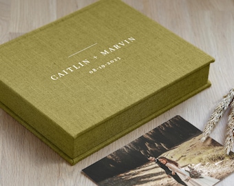 Hochzeit Erinnerungsbox, personalisierte Leinen Erinnerungsbox, Hochzeit Fotoalbum Box, Scrapbook Box in benutzerdefinierter Größe, große Geschenkbox handgefertigt in Europa