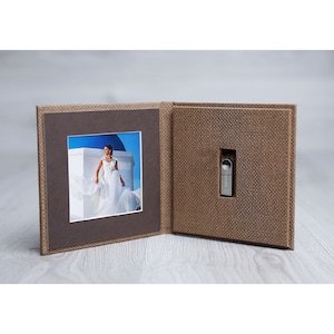 Caso fólio USB - USB Box com pen drive 8, 16, 32, 64GB - embalagem USB flash drive - Fotografia de casamento