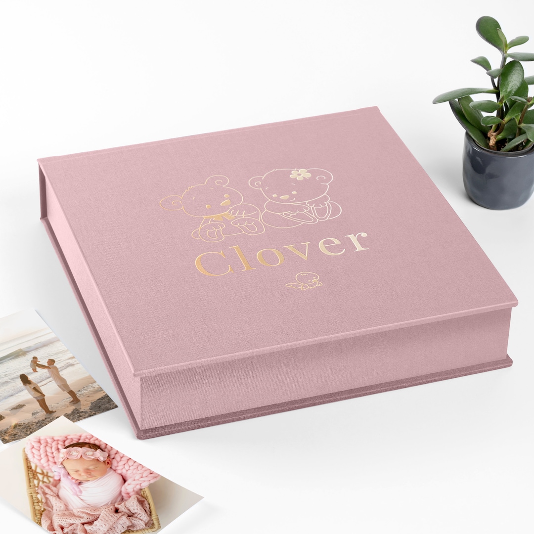 Large Baby Keepsake Box Linen Memory Gift Box Custom Time Etsy