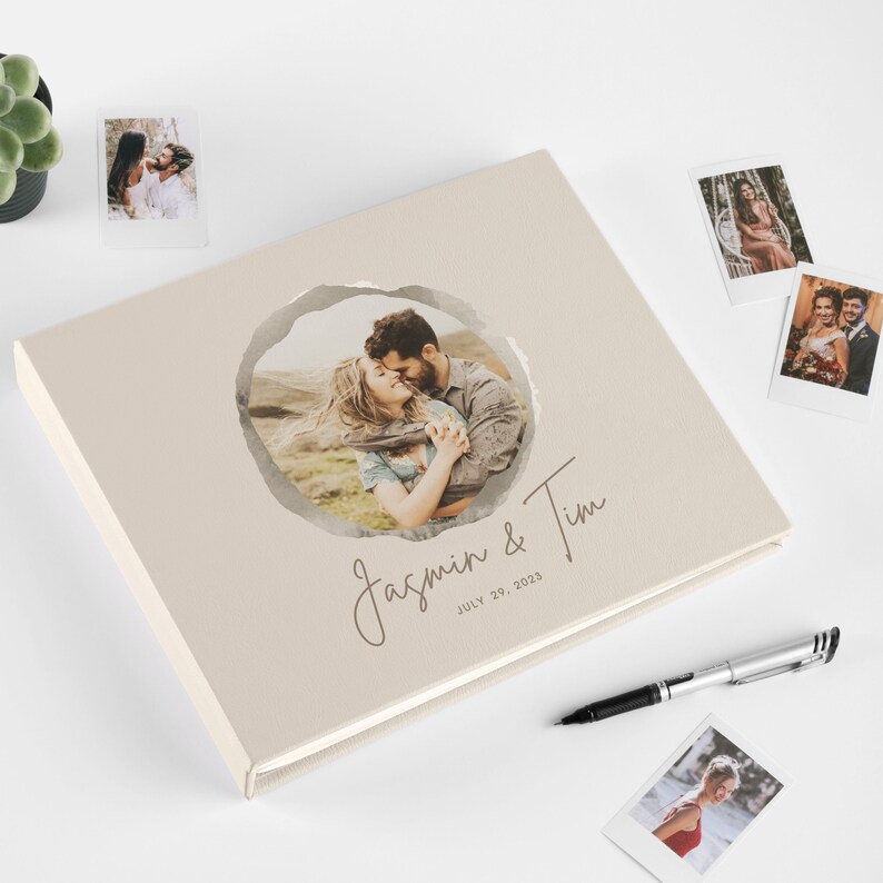 Leather Wedding Guest Book With Your Photo on the Album Etsy