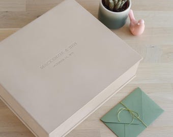 Personalized Wedding Keepsake Box in Eco Leather | Custom Memory Box for Photo Album, Guestbook or Scrapbook