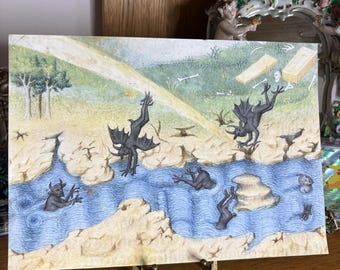 Satan Luzifer Teufel Krampus Schlange Beelzebub Kunst, dunkle gotische Kunst, mittelalterliche Kunst, Geburtstagsgeschenk, seltene seltsame ungewöhnliche Kunst