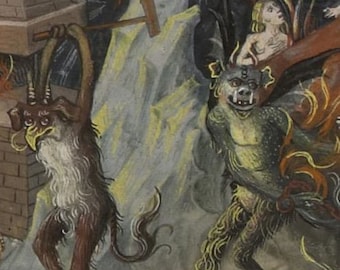 satan Lucifer devil krampus serpent Beelzebub art, dark gothic art, medieval art, rare weird unusual art, gothic dark art, birthday gift