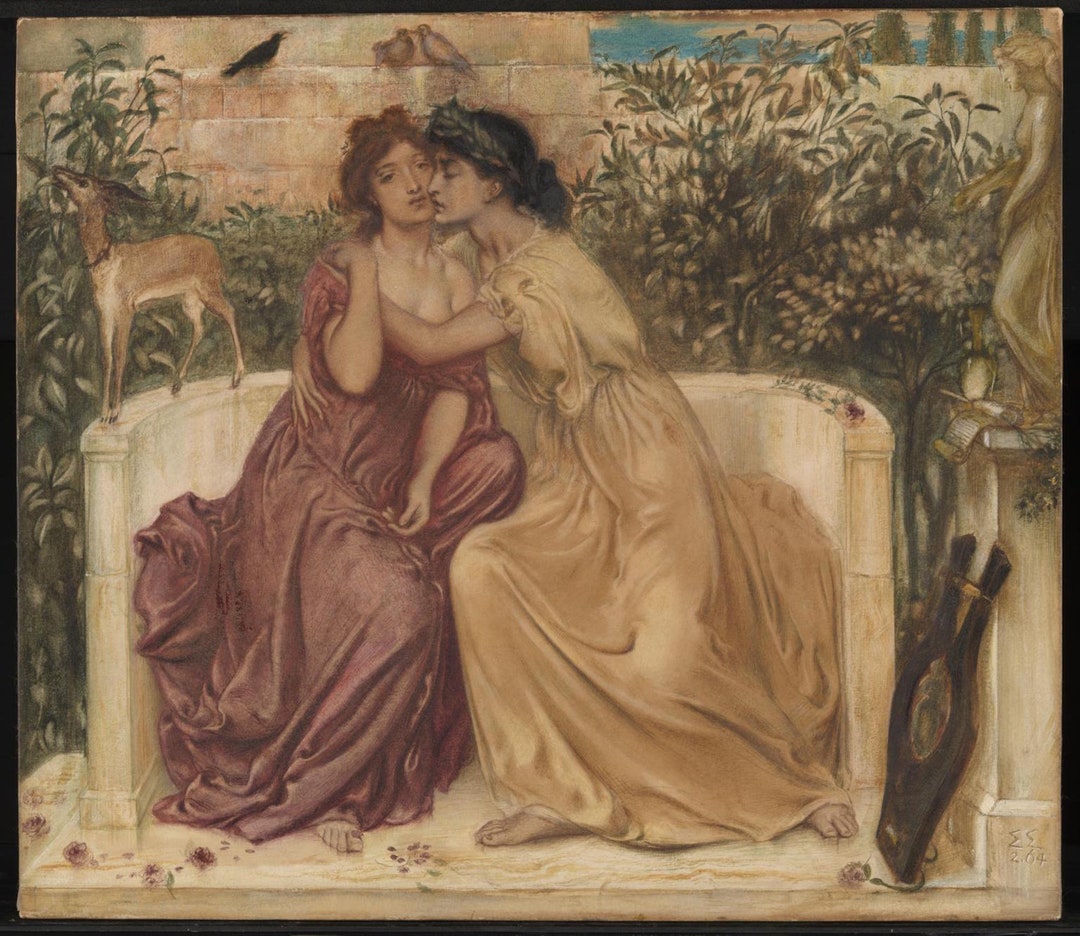 Lesbian Art, Woman Women Art Print, Vintage Antique R…