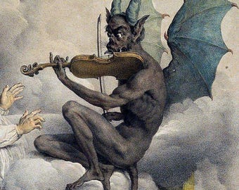 Devil Violinist Fine Art Print, Medieval Halloween Wall Decor
