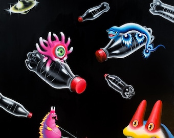 nudibranch sea slug, monster slugs, sea monster, fantasy art, climate change fight art, nature, sea life art, weird unique rare, plastic art