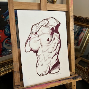 male body drawing, male body art, original painting, queer art, LGBTQ painting, gay man, bisexual man, gay art, art decor, wall art