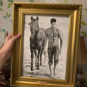 Tom Cruise painting, male art, actor men man body, sexy man, men at beach, man with horse, horse painting, original painting, wall art decor image 4