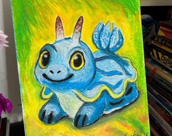 Animal Art Poster, Nature Art, Sea Slug Art, Nudibranch Art, Fine Art, Oil Paster Art Print, Halloween Art, Art Decor, Cute Monster Art