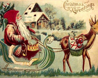 Santa Claus and Father Christmas During Winter Holidays Art Proster