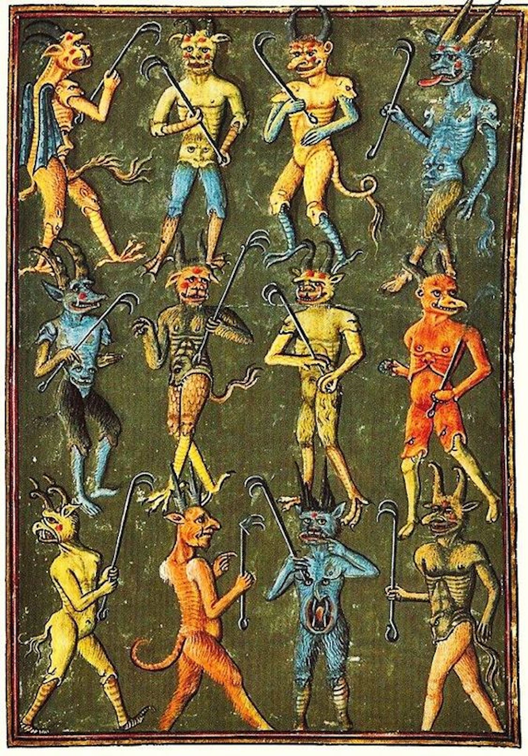 ファインアートプリント、中世美術、悪魔の悪魔の証明書、ゴシック