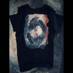 The Dance Eternal Unisex T Shirt Twin Dark Shadowy Ravens on Soft & Comfortable Lightweight Shirt image 1