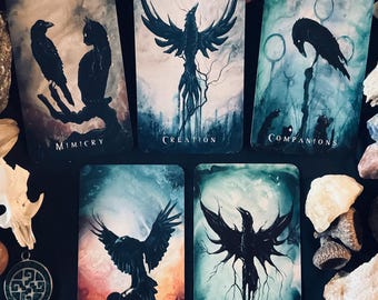 Wisdom of the Raven Oracle - 52 Card Deck Featuring Raven Art by J Edward Neill