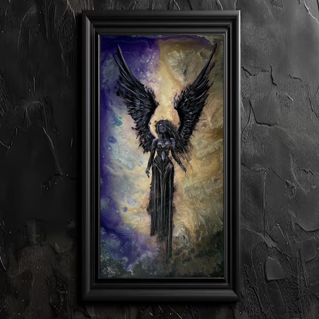 The Forsaken - Dark Art Wall Print - Fallen Angel With Dark Wings