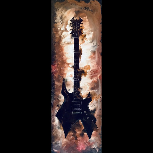 Warlock - Lustrous Art Print - BC Rich Heavy Metal Guitar on Bronze Abstract Background