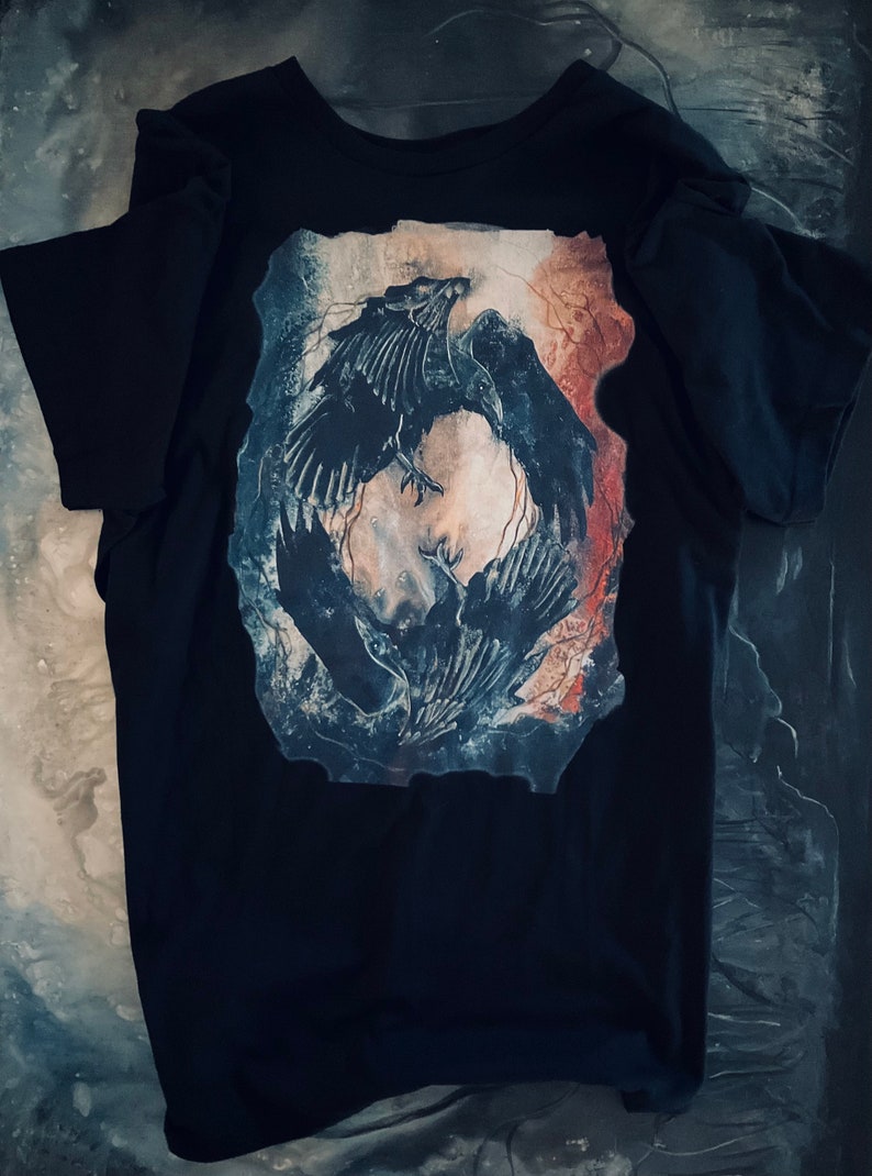 The Dance Eternal Unisex T Shirt Twin Dark Shadowy Ravens on Soft & Comfortable Lightweight Shirt image 2