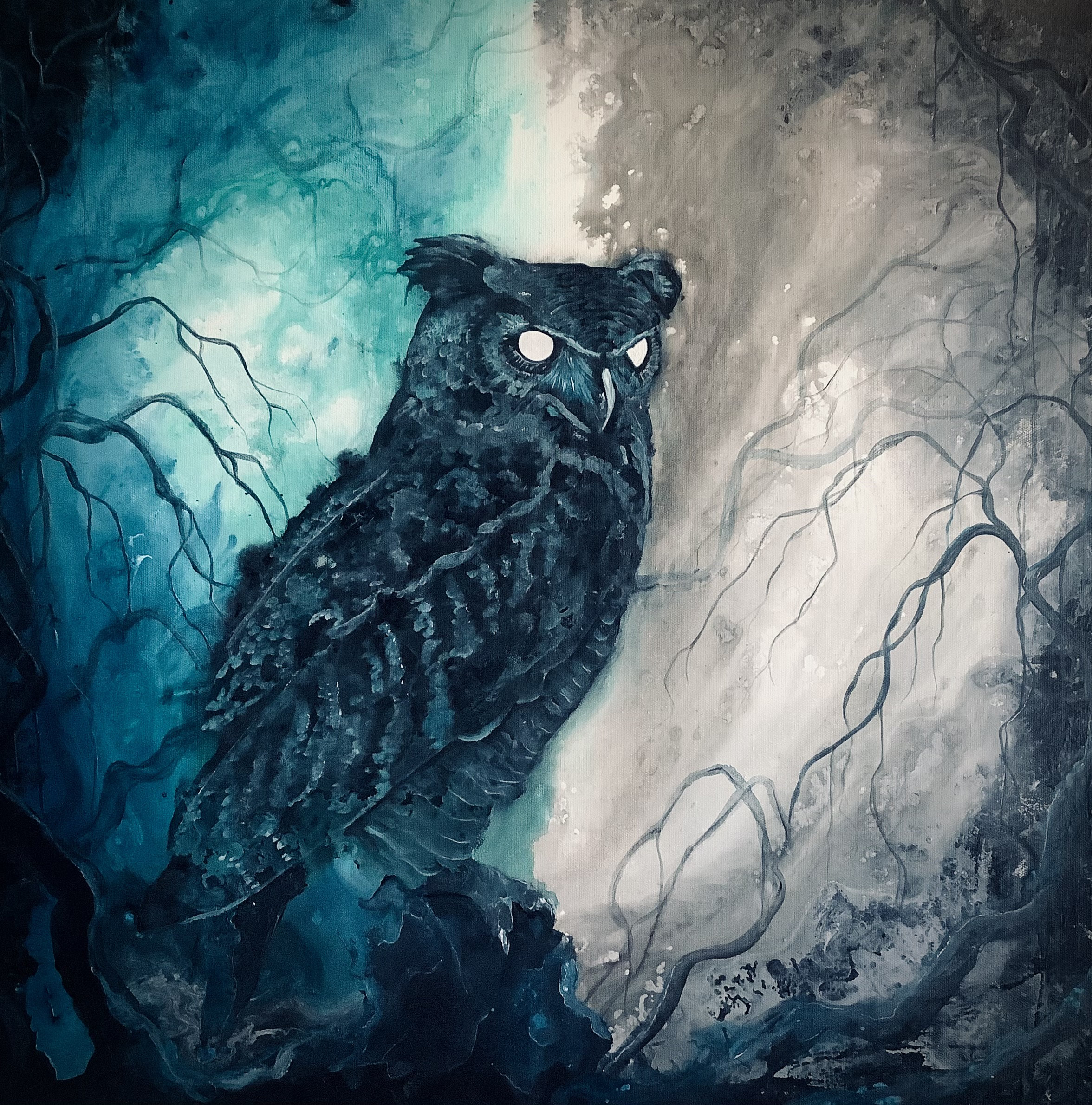 Modern Dark Owl Art - Etsy, image size:2352x2380