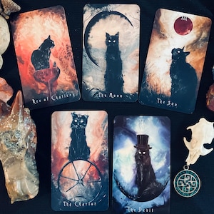 Haunted Cat Tarot - downloadbaar afdrukbaar kaartendeck - complete pdf met kleurenafbeeldingen en digitale gids