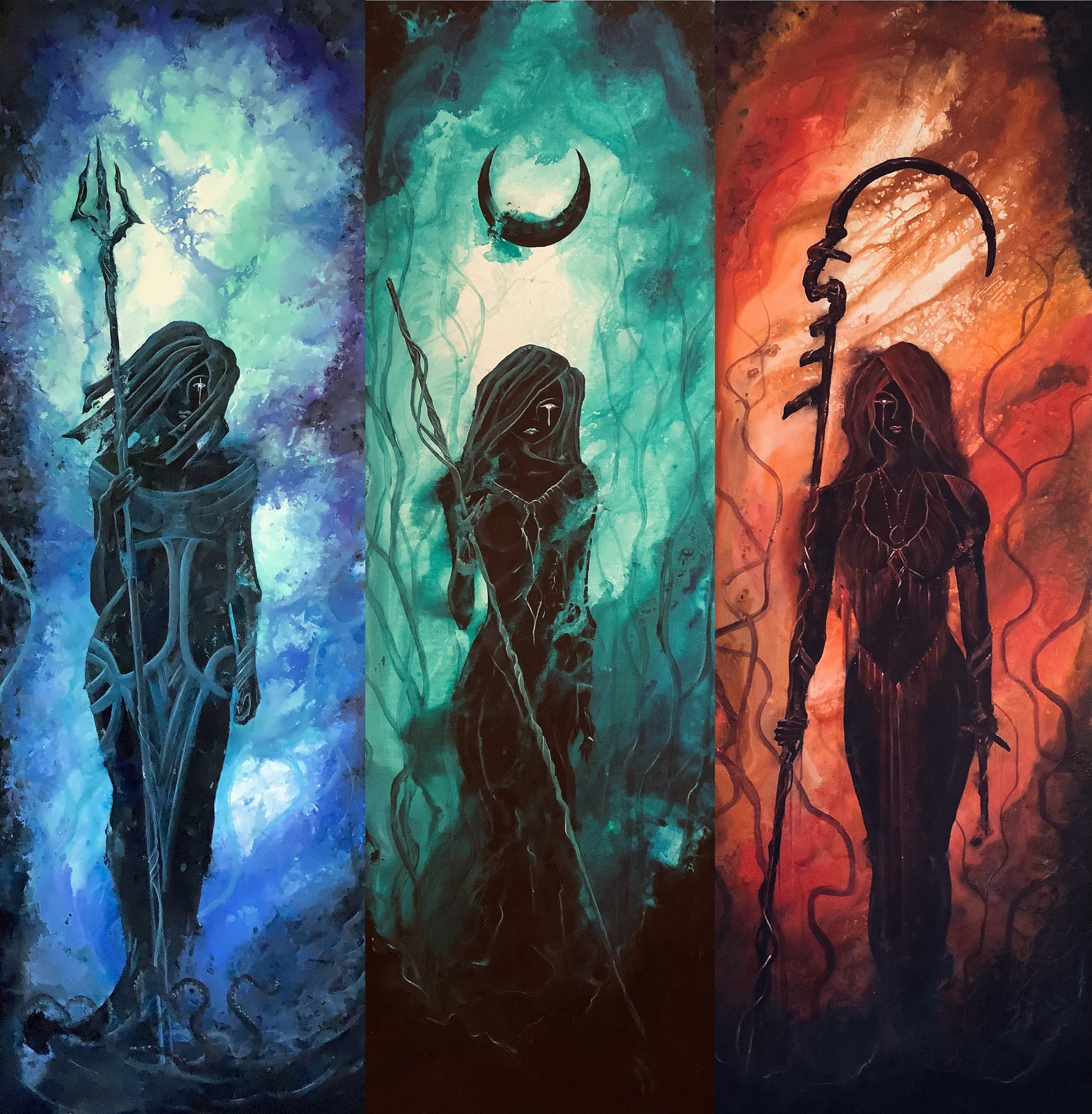 The Witches Three - Tri-color Wall Art Print - Montage of The Witches Three - Tri-color Wall Art Print - Montage of