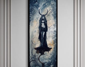 Celestial - Dark & Sensual Art Print - Sad Woman on Dark and Surreal Moon Pedestal