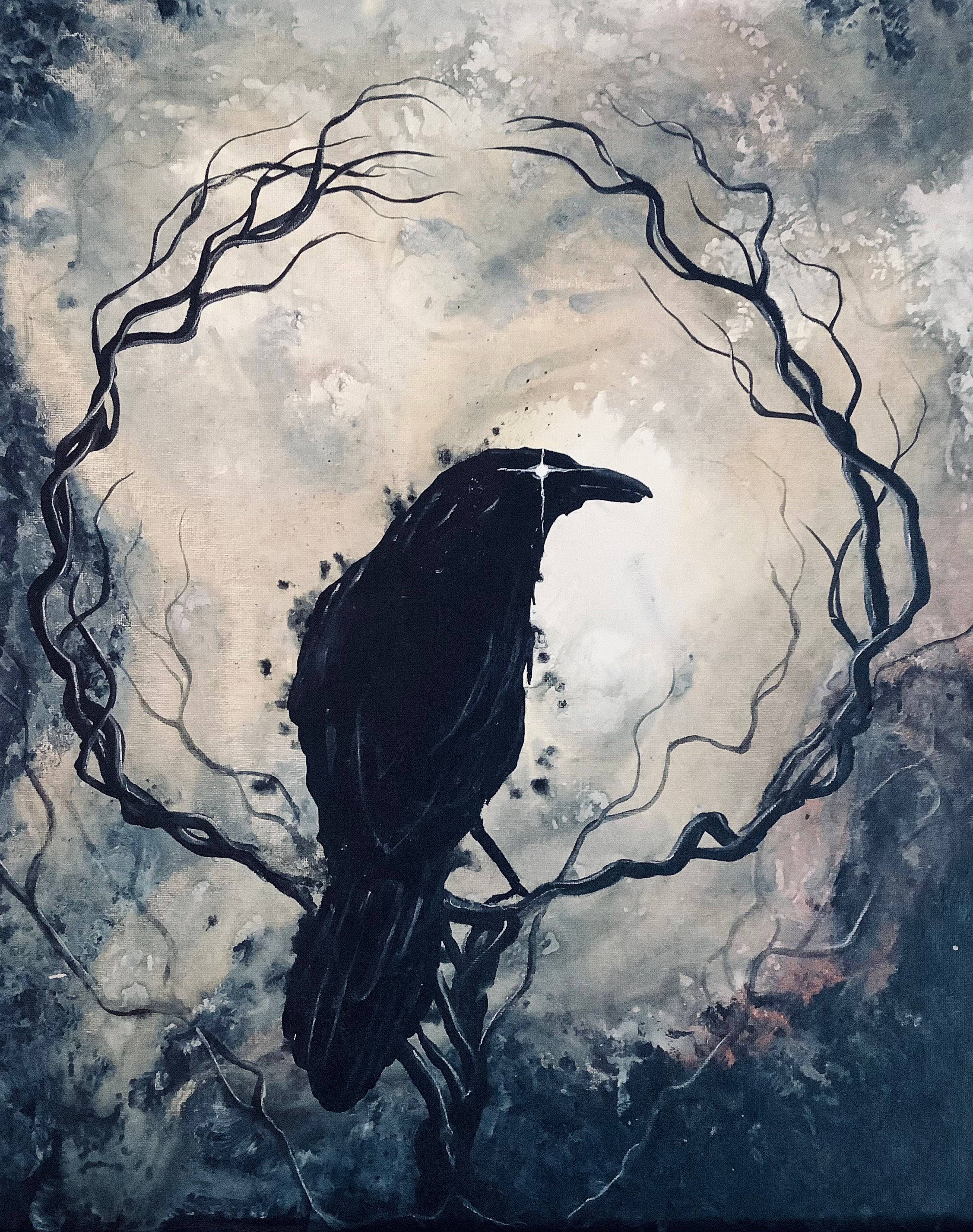 絵画 BLU-ZONE 2021/Crow Seeker of Starlight - Printable Wall Art Download - Black