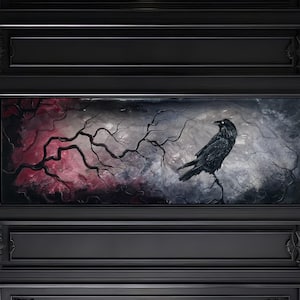 Lost in a Dream - Gothic Art Print - Lonely Crow Sitting on Stark Branch as Dark Trees Limbs Reach Out in Surreal Landscape