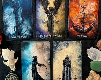 Dark Fantasy Tarot - 78 Card Tarot Deck Featuring Original Shadowy, Otherworldly, & Gothic Character Art by J Edward Neill