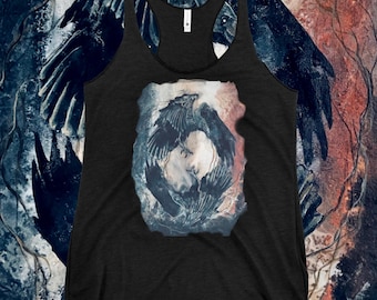 The Dance Eternal - Women's Racerback Tank Top - Twin Dark Shadowy Ravens